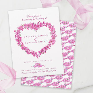 Invitación Forget-me-not heart art wedding pink white