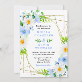 Invitación Forget Me Nots and Daisies Wedding