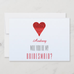 Invitación Forma de corazón rojo ¿Serás mi dama de honor? Inv