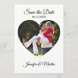 Invitación Forma de corazón simple Foto Guardar la fecha