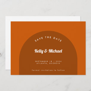 Invitación Forma moderna Terracotta Quemada Naranja Guardar f