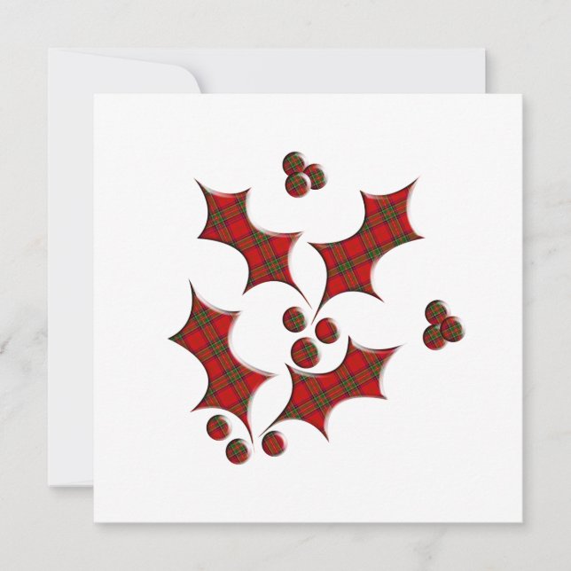 Invitación Forma Navidades de Plaid Holly (Anverso)