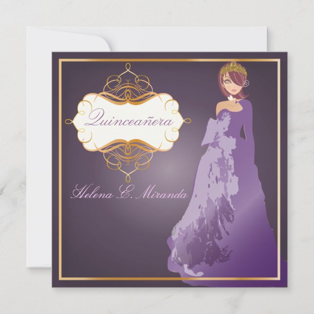 Invitación Forma Quinceañera/plum (Anverso)