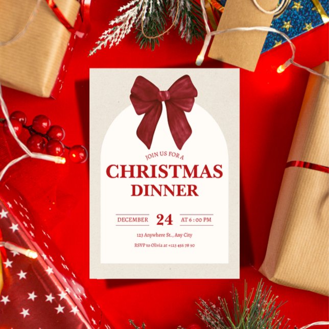 Invitación Formal a Cena de Navidad ("The simplest way to announce an unforgettable holiday dinner. Fully customizable."

)