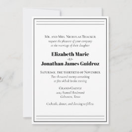 Invitación formal a la boda Minimalista en blanco 