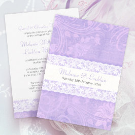 Invitación formal a la boda púrpura y blanca
