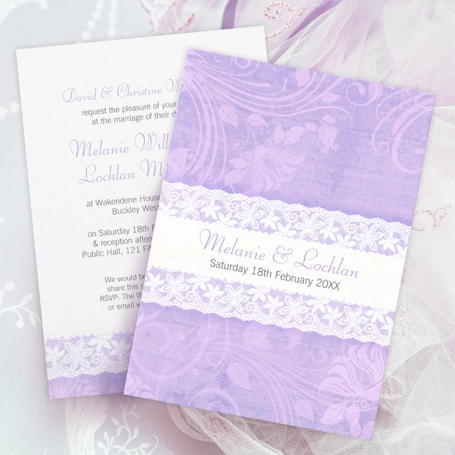 Invitación formal a la boda púrpura y blanca (Subido por el creador)