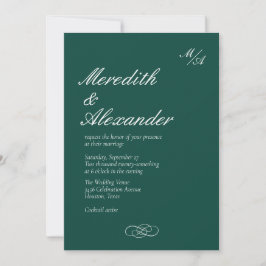 Invitación formal a la boda verde esmeralda
