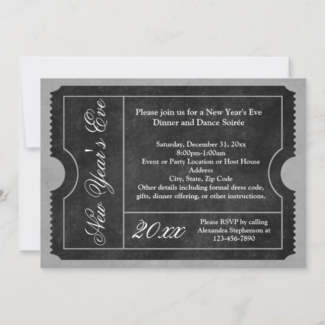 Invitación formal al Fiesta de Nochevieja (Anverso)