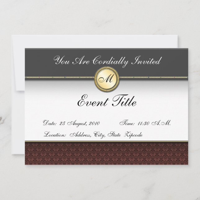 Invitación formal al monograma Personalizado Fancy (Anverso)