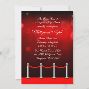 Invitación Formal Alfombra Plateada Roja Baile de 