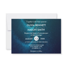 Invitación formal azul de la boda de la noche