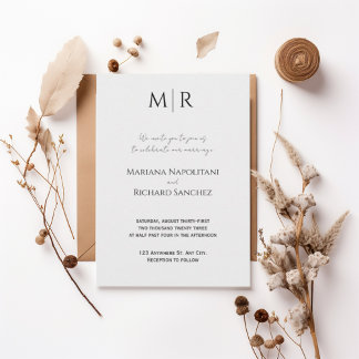 Invitación Formal Black and White Wedding Invitation
