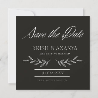 Invitación Formal Black Save the Date with White Font