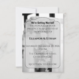 Invitación Formal Black Tie White Flower Ceremony wedding