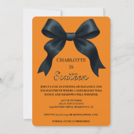 Invitación Formal Bow Halloween Birthday Invite - Orange