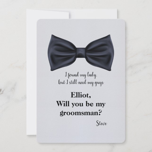 Invitación formal Bowtie Groomsman (Anverso)