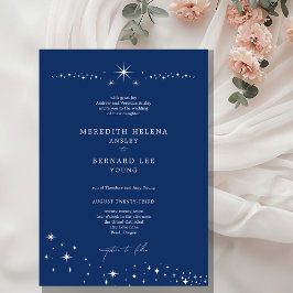 Invitación Formal Celestial Elegant Wedding Navy Blue
