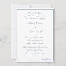 Invitación formal clásica a la boda - Azul costero