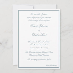 Invitación formal clásica a la boda - Azul costero