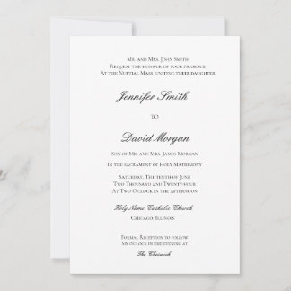 Invitación formal clásica a la boda católica