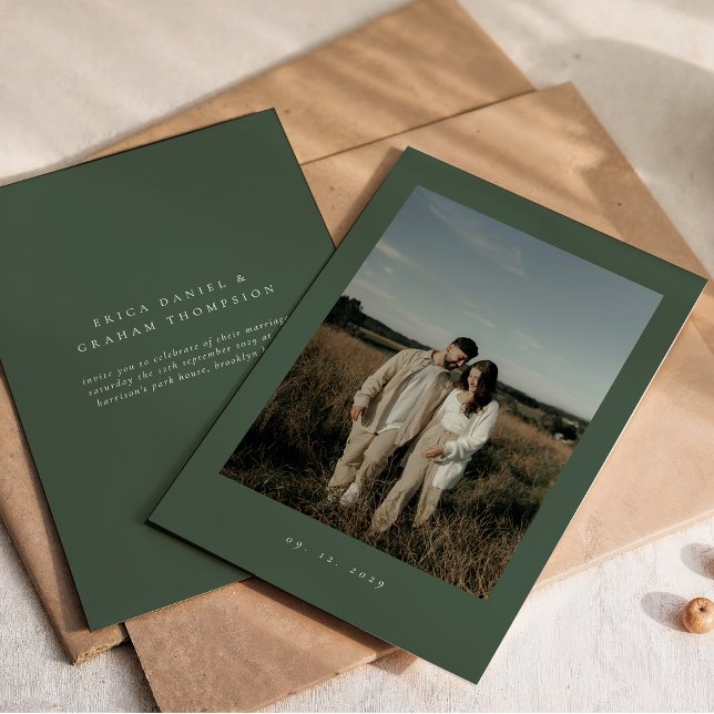 Invitación Formal Clásica de Boda en Verde Oscuro (Subido por el creador)