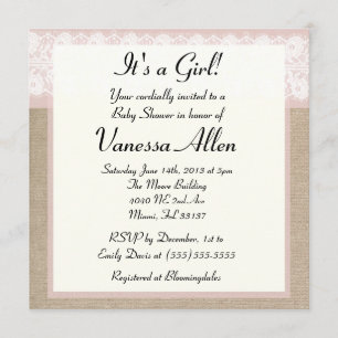 Invitación formal de Baby Shower con Burlap color 