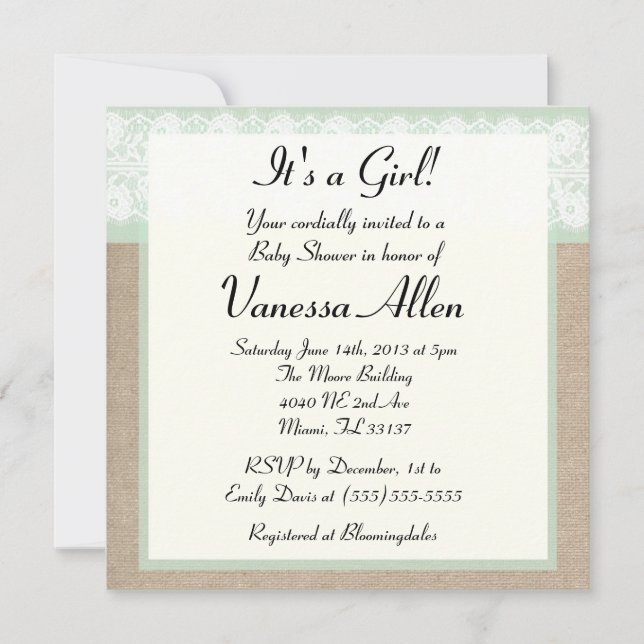 Invitación formal de Baby Shower para el marco de  (Anverso)