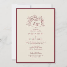 Invitación Formal de Boda de Calabaza Borgoña