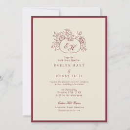 Invitación Formal de Boda de Calabaza Borgoña