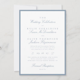 Invitación Formal de Boda en Azul Polvoriento