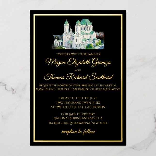 Invitación Formal de Boda en la Basílica de OLV (Anverso)