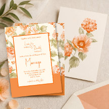 Invitación Formal de Boda Floral Naranja