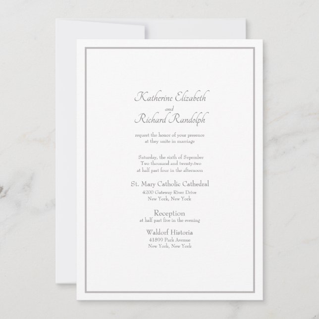 Invitación Formal de Boda Sin Padres Listados (Anverso)