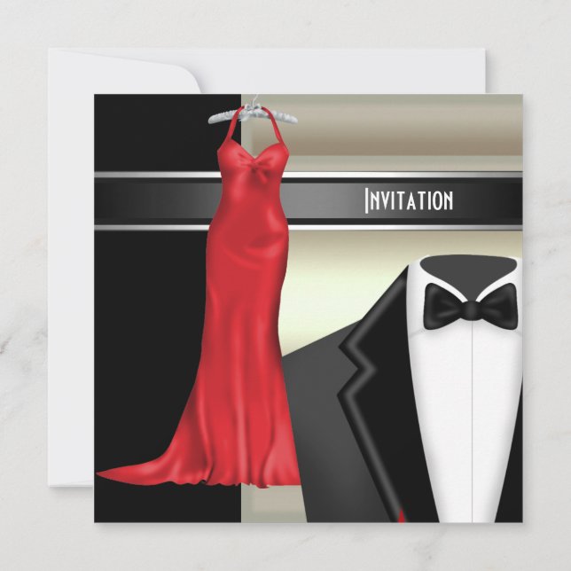 Invitación formal de caridad de corbata negra (Reverso)