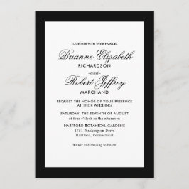 Invitación formal de casamiento de borde negro clá