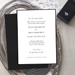 Invitación formal de casamiento en el borde negro<br><div class="desc">Elegante invitación de boda en blanco y negro con delgado borde negro adornado con fuentes caligráficas. Ideal para los bodas formales clásicos modernos. Puede agregar,  eliminar o ajustar la ubicación del texto para que se ajuste a sus necesidades.</div>