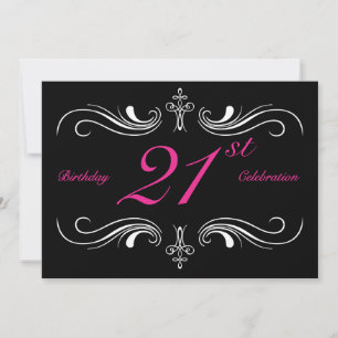 Invitación formal de cumpleaños 21 en negro