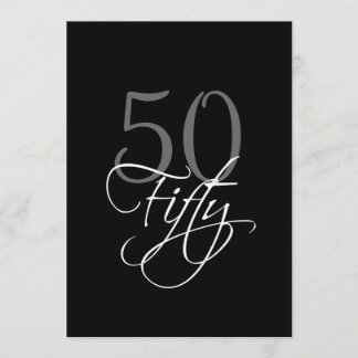 Invitación formal de cumpleaños 50 a color negro
