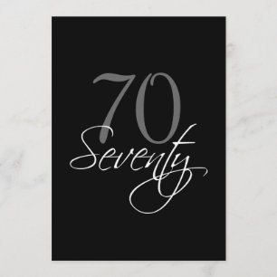 Invitación formal de cumpleaños 70 a color negro