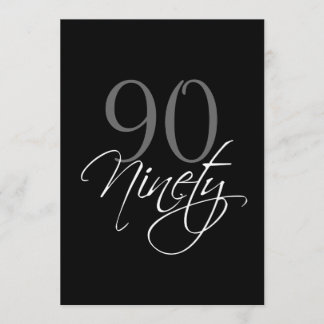 Invitación formal de cumpleaños 90 a color negro