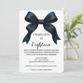 Invitación formal de cumpleaños Bow - Blanco negro
