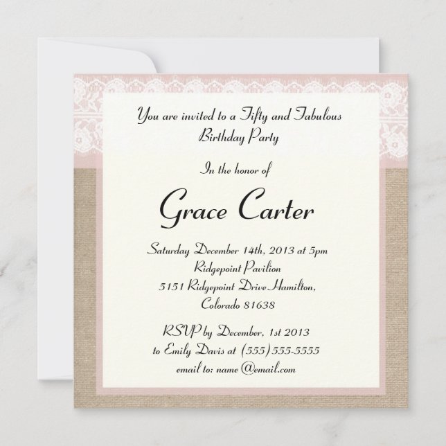 Invitación formal de cumpleaños de arbustos rosado (Anverso)