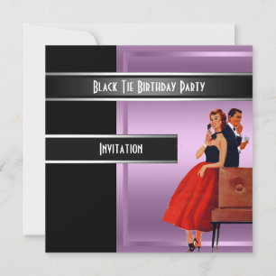 Invitación formal de cumpleaños de etiqueta negra