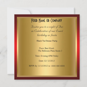 Invitación formal de cumpleaños de etiqueta negra