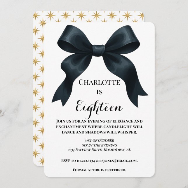 Invitación formal de cumpleaños de la cinta de opc (Anverso / Reverso)
