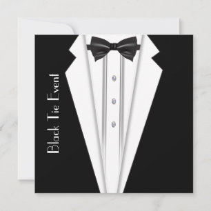 Invitación Formal de Esmoquin Blanco de Corbata Ne