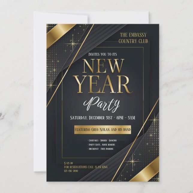 Invitación formal de Fiesta de Año Nuevo (Anverso)