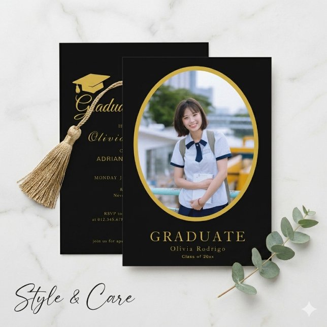 Invitación Formal de Fiesta de Graduación | Negrit (Formal Graduation Party Invite  Bold & Elegant)