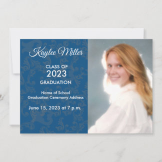 Invitación formal de graduación de Damasco Azul